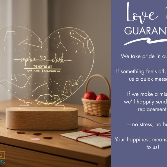 Custom Star Night Light Map | Date & Location Gift for Her | Anniversary - Picture 6 of 8